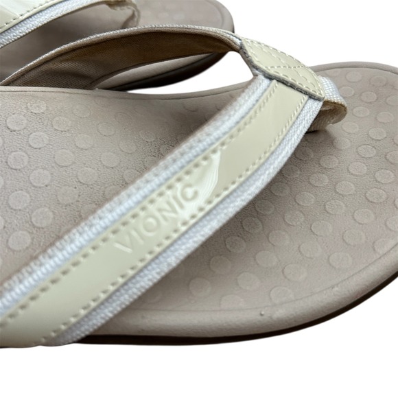 Vionic Tide II Womens 8 Cream Orthotic Flip Flop Sandals TVW1002 Arch Support - Picture 3 of 5